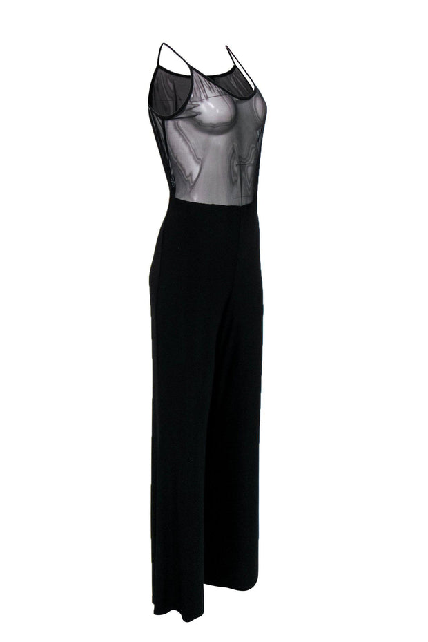 Current Boutique-Joseph Ribkoff - Black Wide Leg Jumpsuit w/ Mesh Top Sz 12