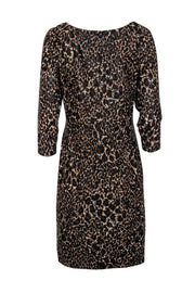 Current Boutique-Joseph Ribkoff - Brown & Black Leopard Print Quarter Sleeve Ruched Dress Sz 12