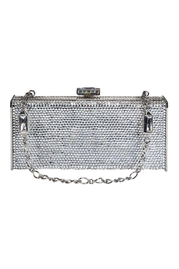 Current Boutique-Judith Leiber - Silver Crystal Box Clutch w/ Mirror & Coin Purse