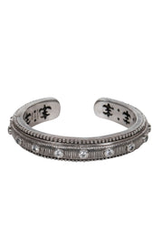 Current Boutique-Judith Ripka - Sterling Silver Engraved Cuff Bracelet w/ Stones