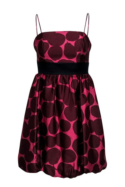 Current Boutique-Juicy Couture - Pink & Burgundy Fruit Print Silk Fit & Flare Dress Sz 0