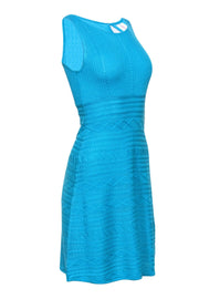 Current Boutique-Julie Brown - Turquoise Textured Knit A-Line Dress Sz M