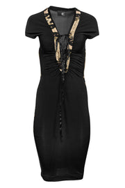 Current Boutique-Just Cavalli - Black Dress w/ Animal Print Piping Sz 0