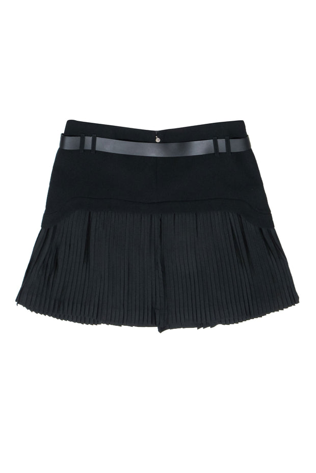 Current Boutique-Just Cavalli - Black Pleated Miniskirt w/ Leather Belt Sz 10