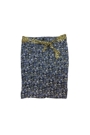 Current Boutique-Just Cavalli - Blue, Black & White Cotton Print Skirt Sz 6