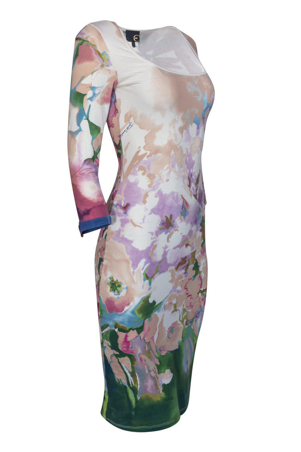 Current Boutique-Just Cavalli - Blush Floral Midi Bodycon Sz 6