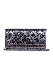 Current Boutique-KENZO - Gunmetal Metallic Logo Embossed Crossbody