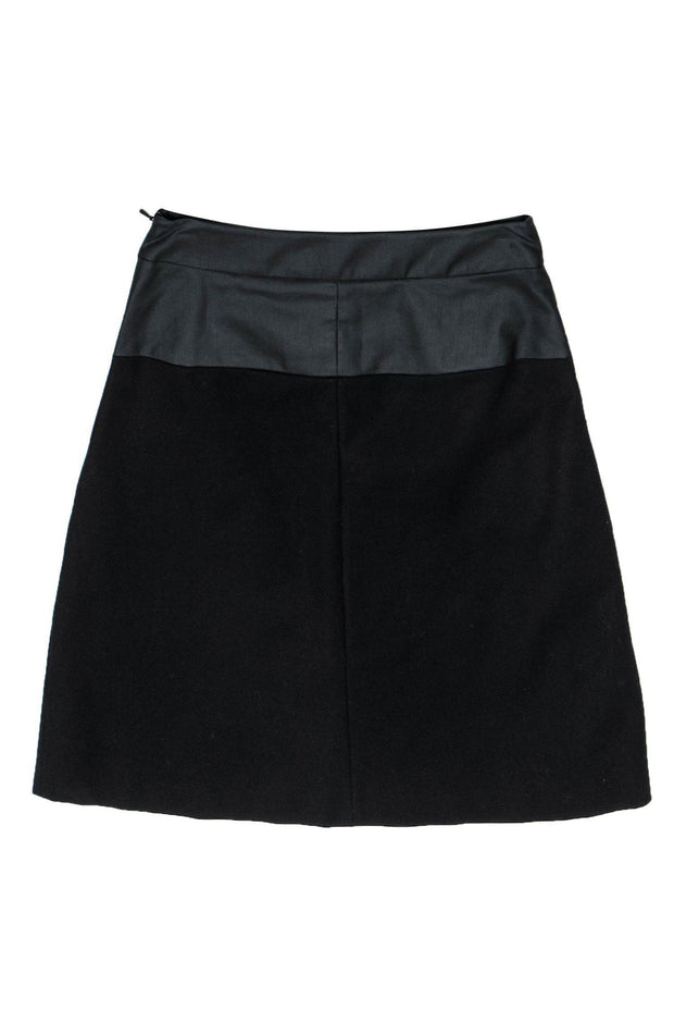 Current Boutique-Karen Millen - Black Cotton A-Line Skirt w/ Waxed Accent Sz 4