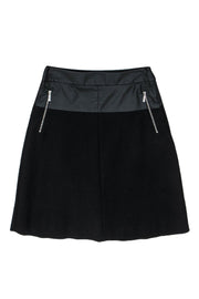 Current Boutique-Karen Millen - Black Cotton A-Line Skirt w/ Waxed Accent Sz 4