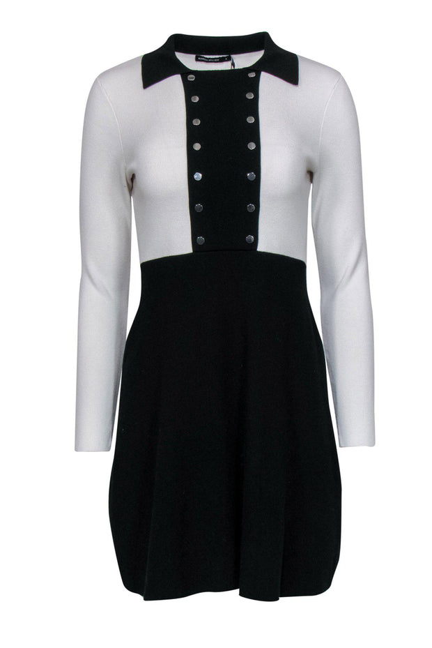 Current Boutique-Karen Millen - Black & White Collared Fitted Dress w/ Studs Sz S