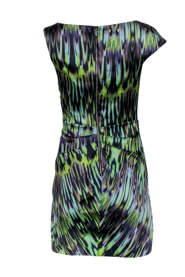 Current Boutique-Karen Millen - Green & Purple Print Sleeveless Cowl Neck Sleevess Dress Sz 6