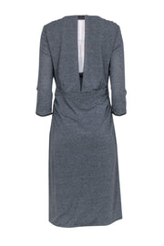 Current Boutique-Karen Millen - Heather Gray Draped Sheath Dress w/ Leather Trim Sz 10