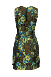 Current Boutique-Karen Millen - Olive Green Floral Print A-Line Dress Sz 6