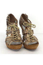 Current Boutique-Karen Millen - Tan Snakeskin Leather Embossed Heels Sz 8