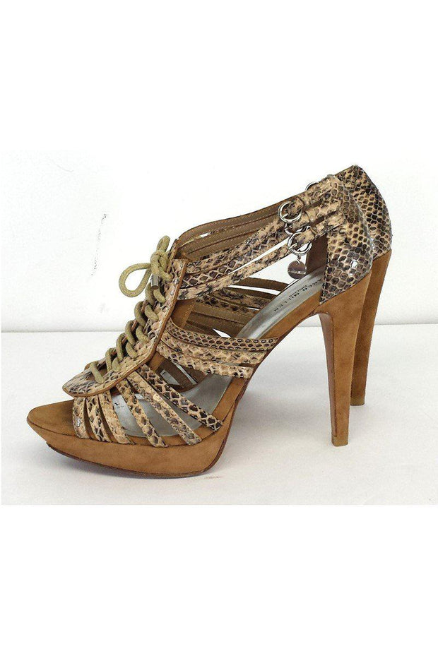 Current Boutique-Karen Millen - Tan Snakeskin Leather Embossed Heels Sz 8