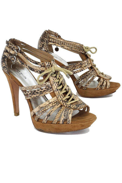 Current Boutique-Karen Millen - Tan Snakeskin Leather Embossed Heels Sz 8