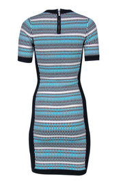 Current Boutique-Karen Millen - White, Aqua & Navy Woven Bandage Sheath Dress Sz XS