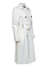 Current Boutique-Karen Millen - White Double Breasted Belted Longline Coat Sz 6