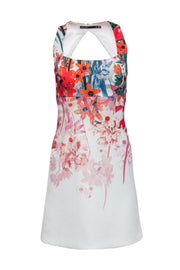 Current Boutique-Karen Millen - White Floral Print Open Back Dress Sz 2