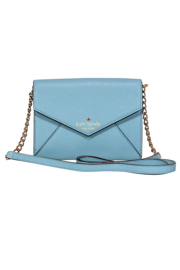 Current Boutique-Kate Spade - Baby Blue Leather Envelope Crossbody Mini Bag