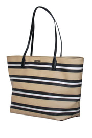 Current Boutique-Kate Spade - Beige & Black Striped Leather Tote