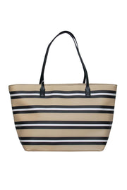 Current Boutique-Kate Spade - Beige & Black Striped Leather Tote