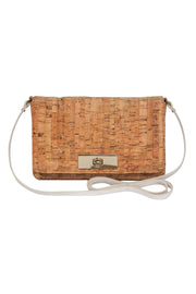 Current Boutique-Kate Spade - Beige Cork-Style Gold Metallic Fold-Over Crossbody