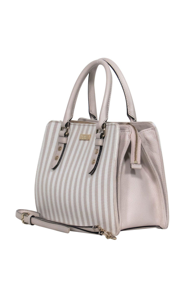 Current Boutique-Kate Spade - Beige & Cream Striped Structured Satchel