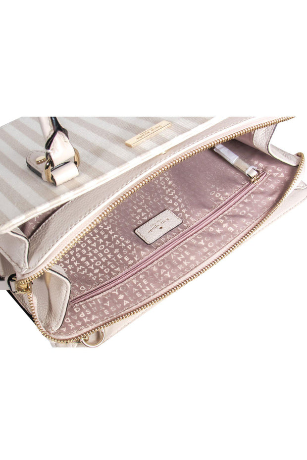 Current Boutique-Kate Spade - Beige & Cream Striped Structured Satchel