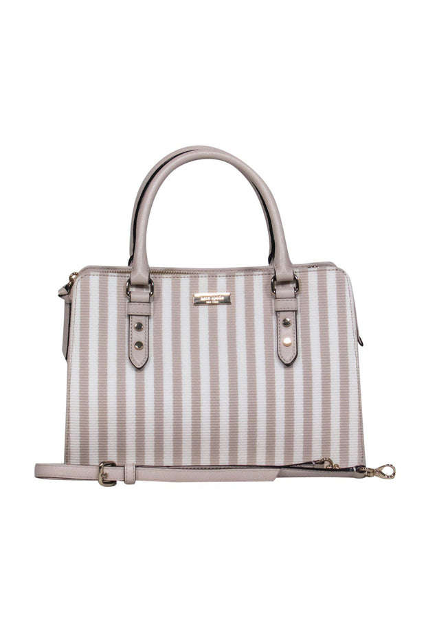 Current Boutique-Kate Spade - Beige & Cream Striped Structured Satchel