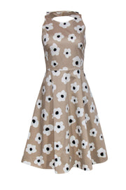 Current Boutique-Kate Spade - Beige Floral Print Sleeveless A-Line Dress w/ Back Cutout Sz 6