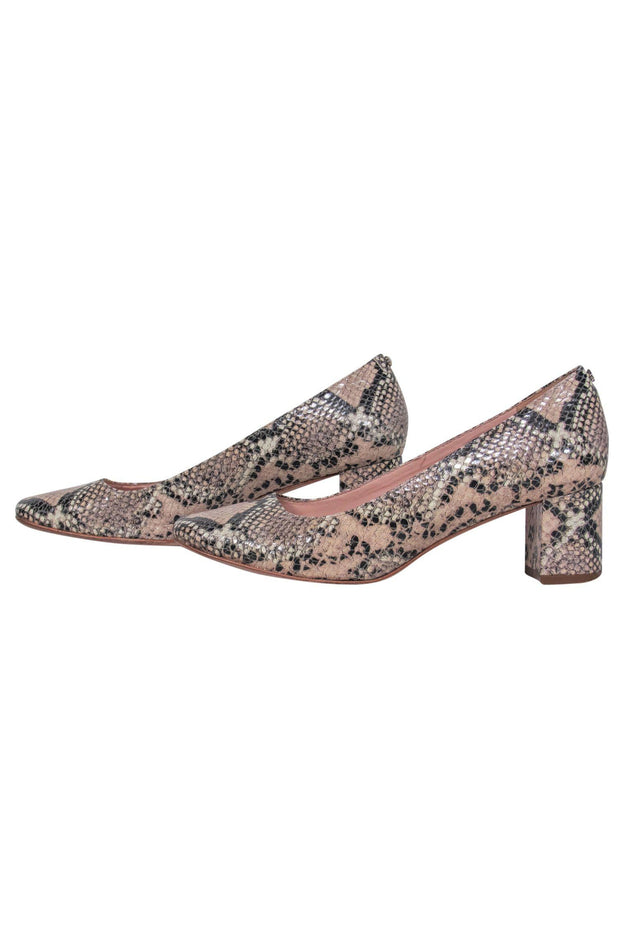 Current Boutique-Kate Spade - Beige Snakeskin Block Heeled Pumps Sz 6.5