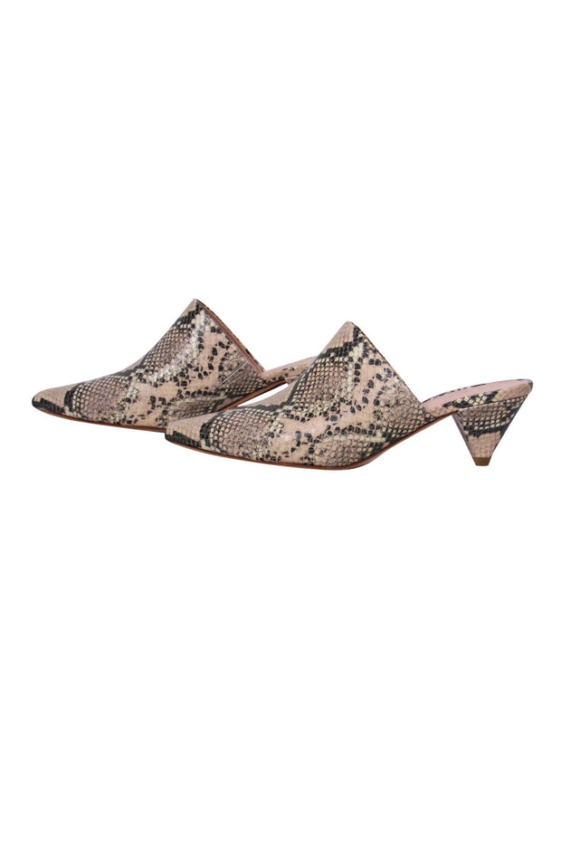 Current Boutique-Kate Spade - Beige Snakeskin Print “Ryan” Mule Kitten Heels Sz 8