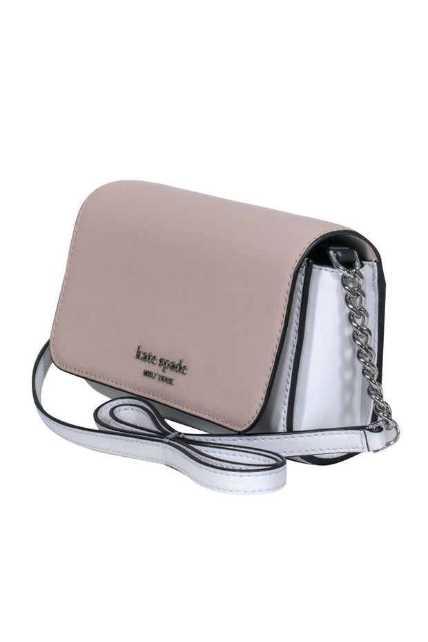 Current Boutique-Kate Spade - Beige & White "Cameron Small" Flap Crossbody