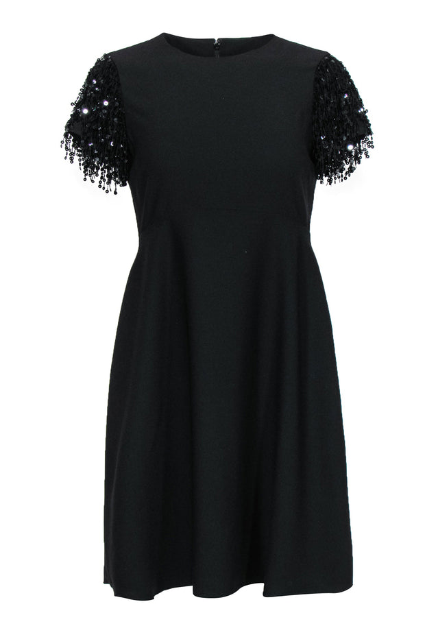 Current Boutique-Kate Spade - Black A-Line Dress w/ Sequin Fringed Sleeves Sz 2