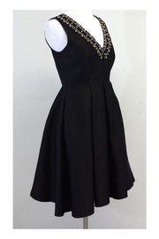 Current Boutique-Kate Spade - Black Beaded Neckline Fit & Flare Dress Sz 2