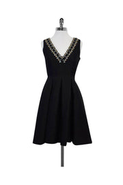 Current Boutique-Kate Spade - Black Beaded Neckline Fit & Flare Dress Sz 2