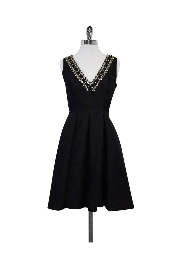 Current Boutique-Kate Spade - Black Beaded Neckline Fit & Flare Dress Sz 2