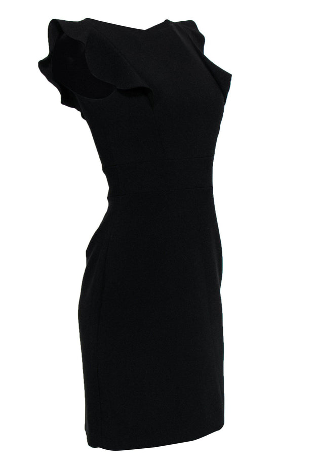 Current Boutique-Kate Spade - Black Boat Neck Sheath Dress w/ Ruffles Sz 0