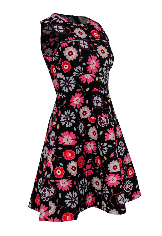 Current Boutique-Kate Spade - Black Floral Cotton Flared Dress Sz 2