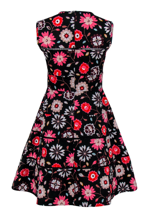 Current Boutique-Kate Spade - Black Floral Cotton Flared Dress Sz 2