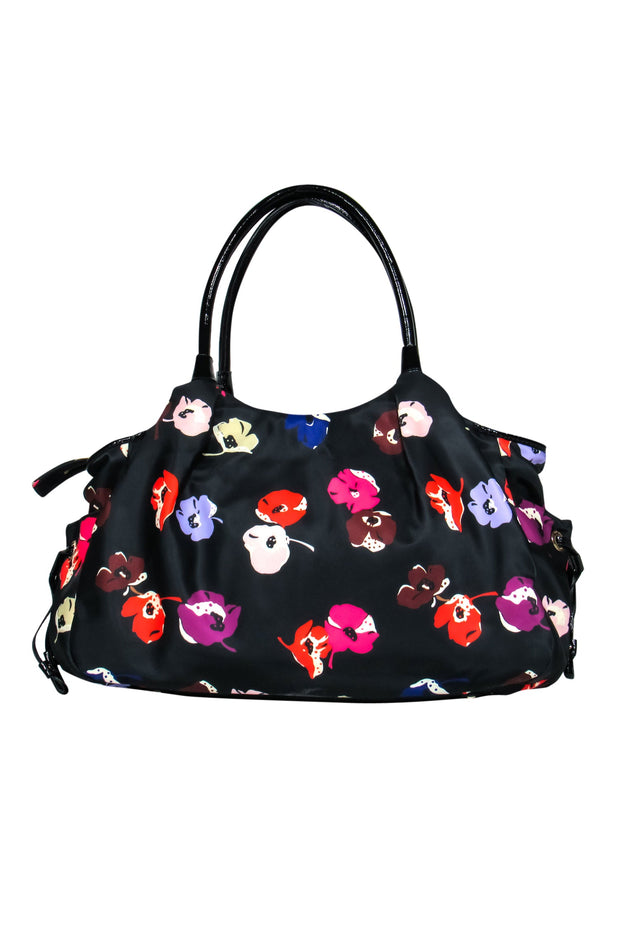 Current Boutique-Kate Spade - Black Floral Nylon "Stevie" Baby Tote Bag