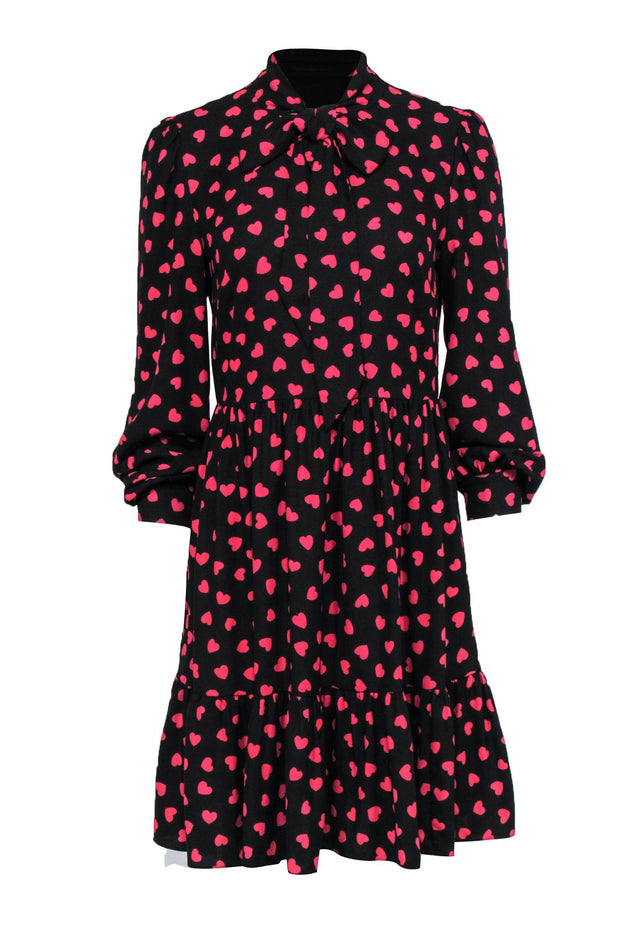 Current Boutique-Kate Spade - Black Heartbeat Tie Neck Shirtdress Sz 8