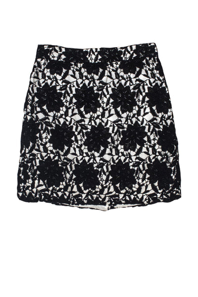 Current Boutique-Kate Spade - Black Lace Miniskirt w/ White Lining Sz 2