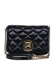 Current Boutique-Kate Spade - Black Leather Quilted Crossbody w/ Chain Strap