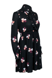 Current Boutique-Kate Spade - Black Long Sleeve Neck Tie Dress w/ Floral Print Sz XXS