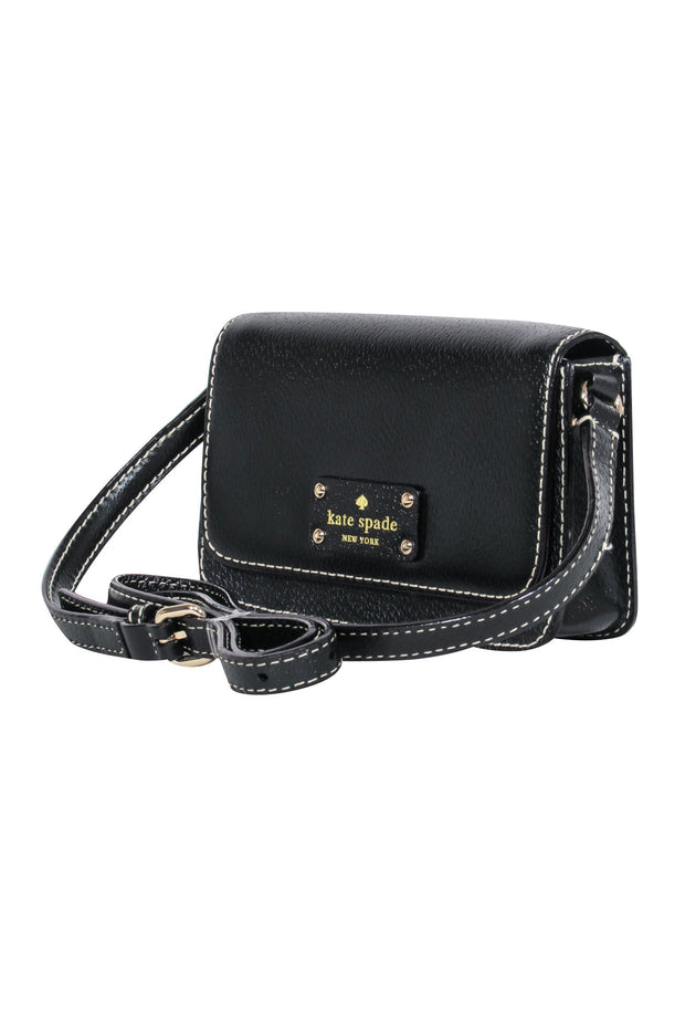 Current Boutique-Kate Spade - Black Mini Crossbody w/ Cream Stitching Detail