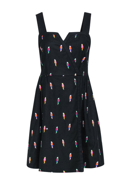 Current Boutique-Kate Spade - Black Parrot Print Fit & Flare Mini Dress Sz 4