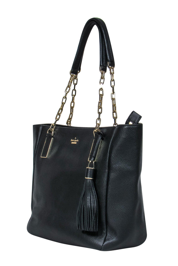 Current Boutique-Kate Spade - Black Pebbled Leather Chain Handle Satchel