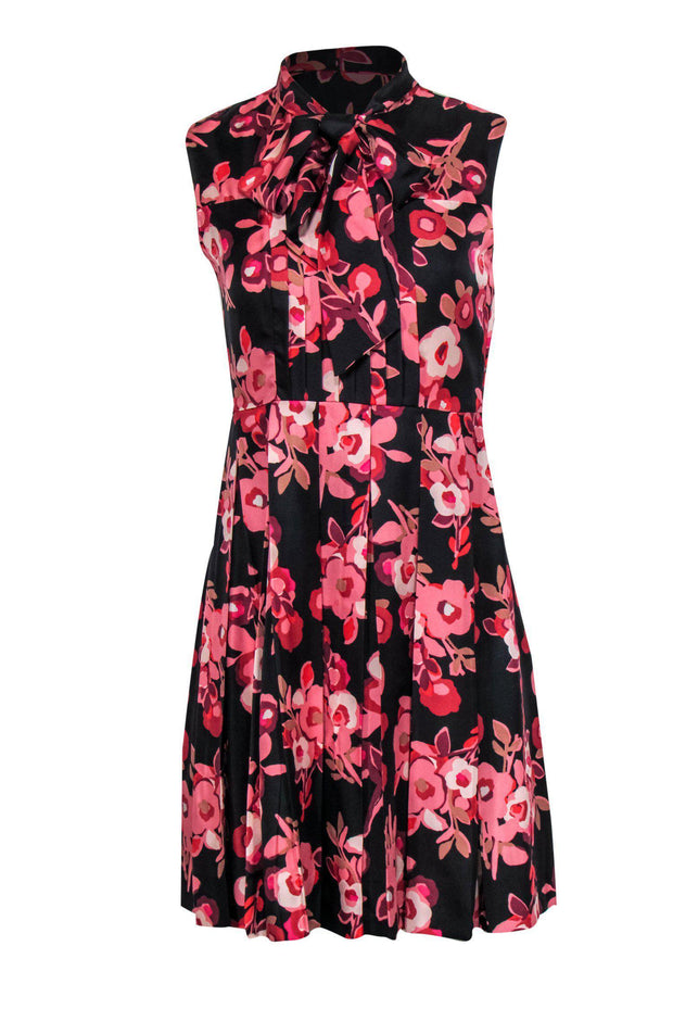 Current Boutique-Kate Spade - Black & Pink Floral Print Silk Dress Sz 2